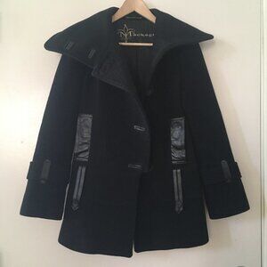 Mackage Wool Peacoat with Leather Trim